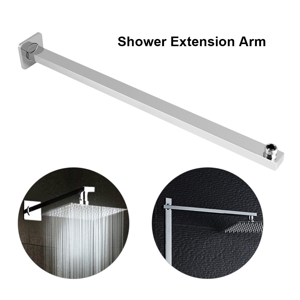 60cm Stainless Steel Shower Arm Wall Mounted Shower Extension Arm Bathroom Install Shower Holder Bar Showering Extension Tool