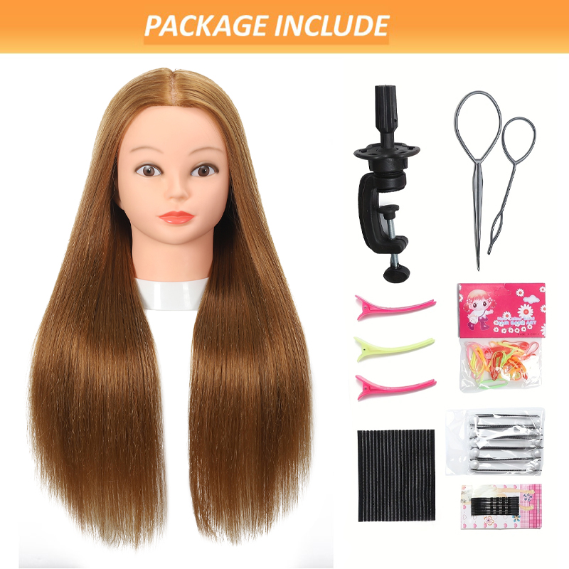 Mannequin Head with 70% Real Hair Straight Human Hair Manikin Doll Head for Hairdressing Training and Practice: Default Title