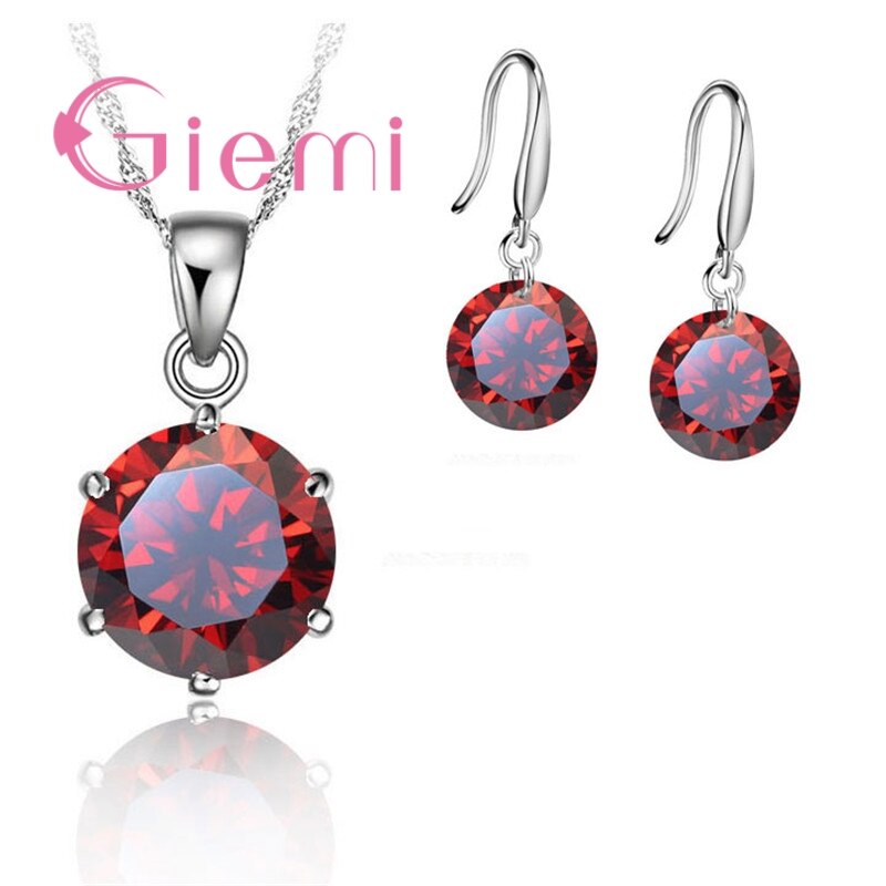 Delicate Ronde Crystal Ketting Oorbellen Voor Moeder Vrouwen Verjaardag Cadeau Sieraden Set 925 Sterling Zilver