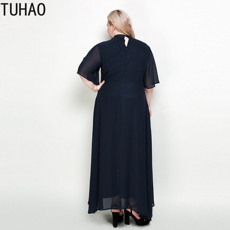 Tuhao 6XL 7XL Chiffon Jurken Grote Maten Vrouwen Casual Losse Lange Jurk Plus Size Elegante Jurk Party Vestidos Robe Rl