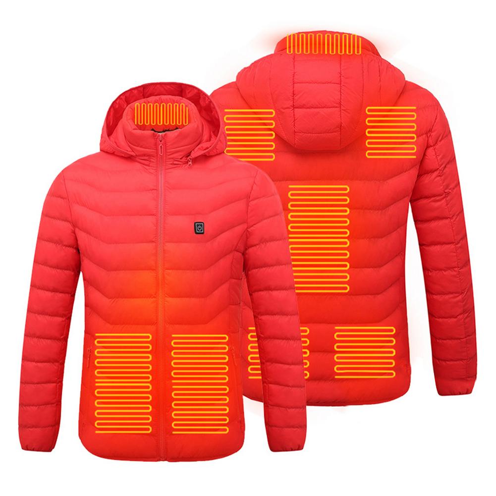 USB Electric Heating Jacket 8 Zone Heating Waterproof Heated Coat Warm Winter Thermal Clothing For Men Women: M Red