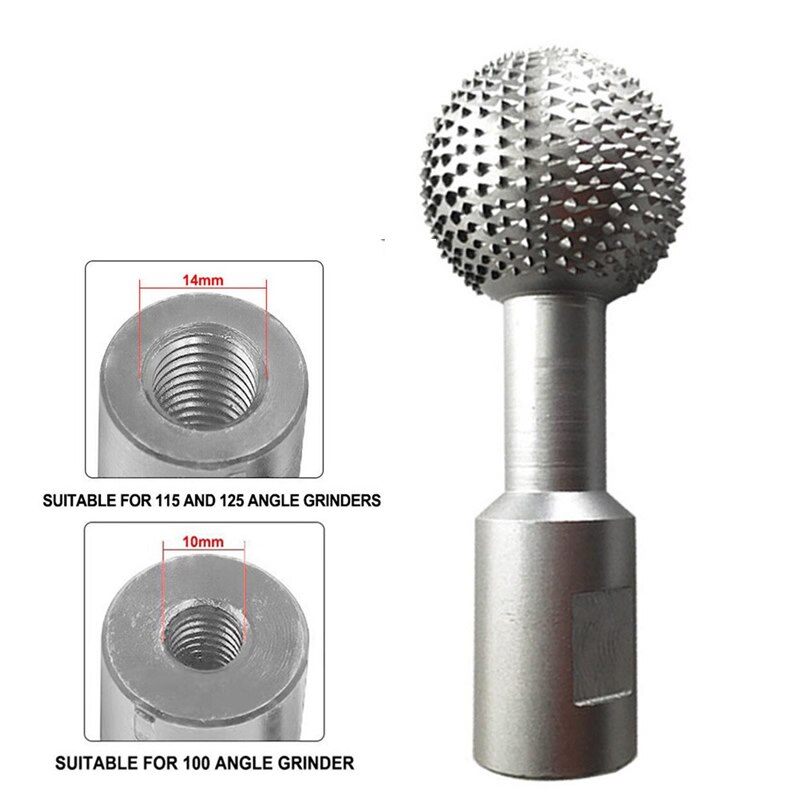 1Pcs Ball Gouge Spherical Spindles Shaped Wood Gouge 10/14MM Power Carving Attachment for Angle Grinder Wooden Carving Tool