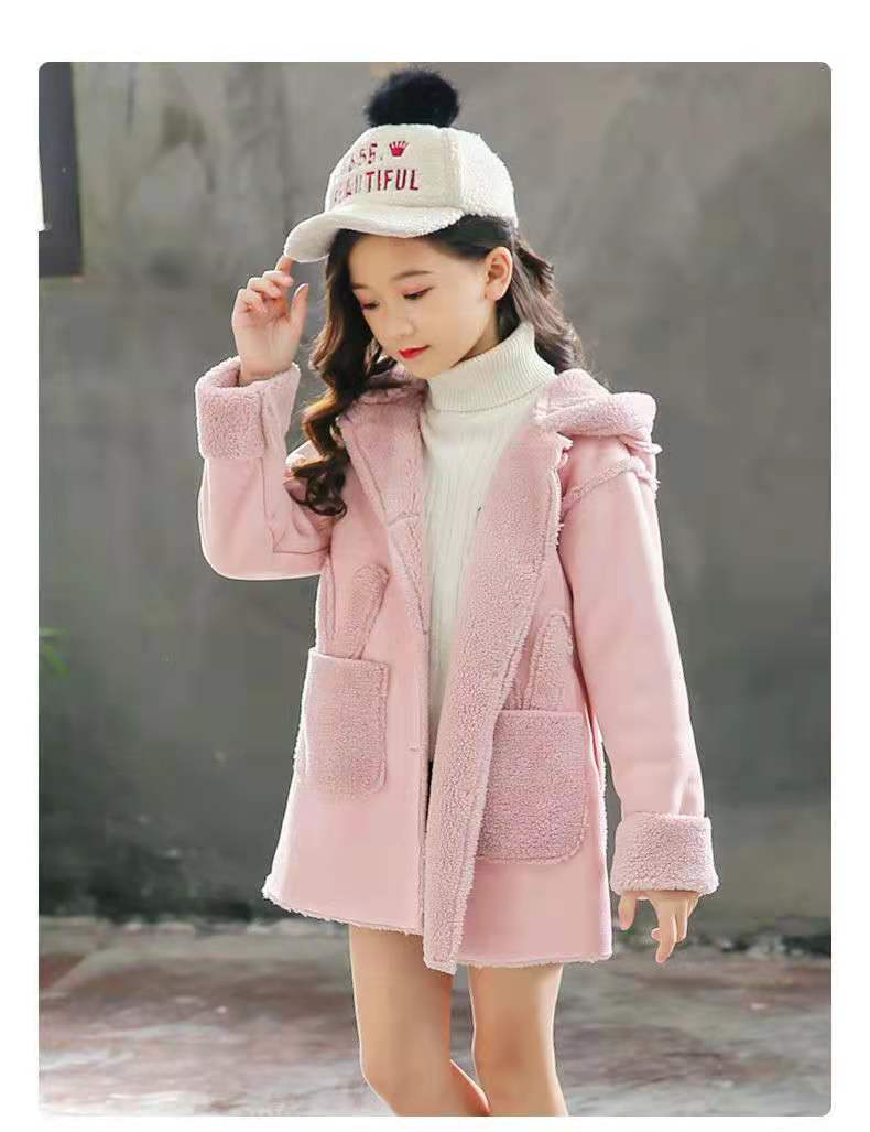 Boutique cappotto per ragazze di media lunghezza Babys ispessito stile coreano 2021 nuovo cappotto di lana autunno e inverno per bambini giacca a vento