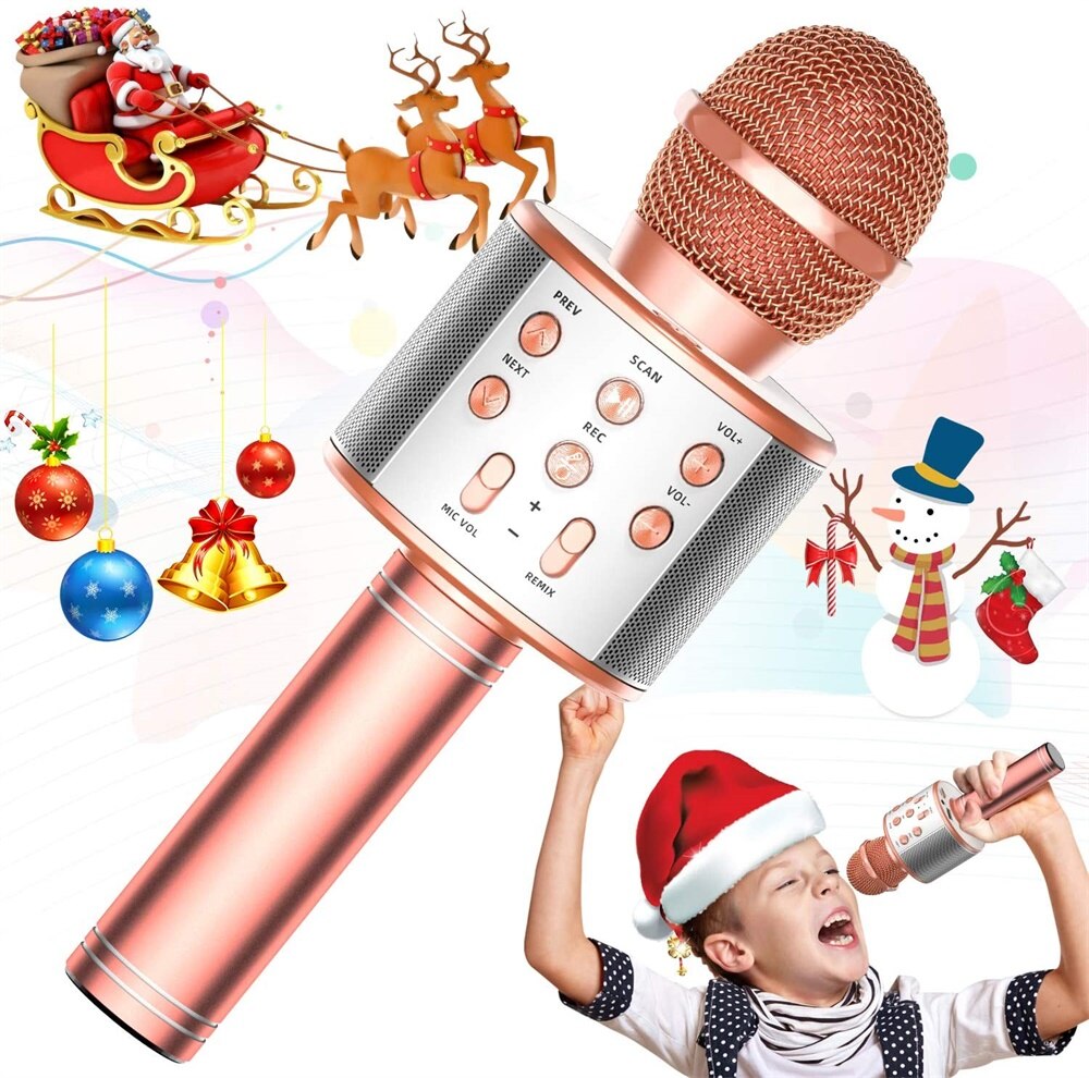 Ktv Bluetooth Stand Radio Usb Microphone Wireless Microphone Bluetooth Speaker Karaoke Microphone: NO LED Pink