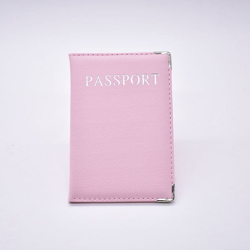 Traveling Passport Cover Pink Women Solid Pu Leather Passport Holder Multifunctioncal Go Abroad Passport Case: Pink