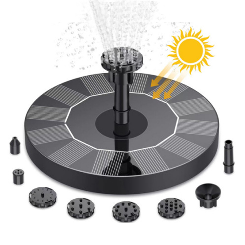 Zonne-Energie Fontein Waterpomp Met Kleur Led Verlichting Voor Vogel Bad 3W Met 7 Nozzles & 4 Fixers Drijvende Tuin Vijver Tank Zonnepomp: Donkergrijs