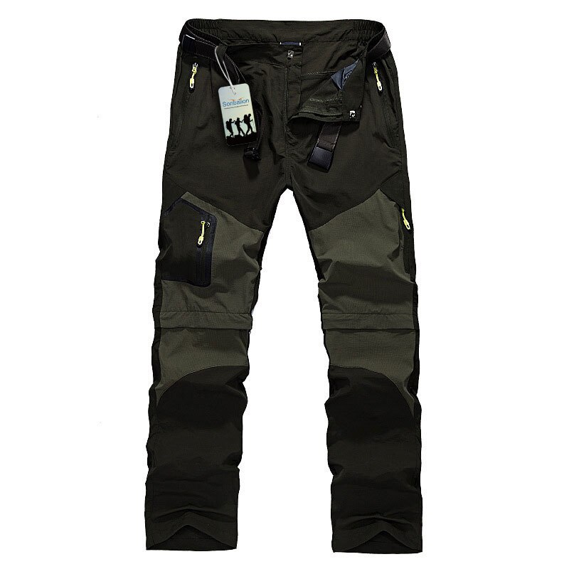 Summer Outdoor Hiking Pants Men,Removable Waterproof Climbing Trousers,Quick Dry Trekking Camping Pants: Armygreen / M