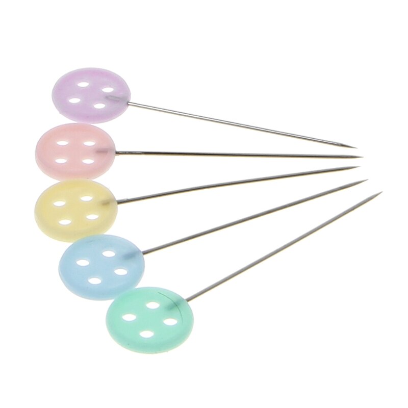 100 Pcs Push Pins Button Style Positioning Needles For Manual Sewing Patchworks