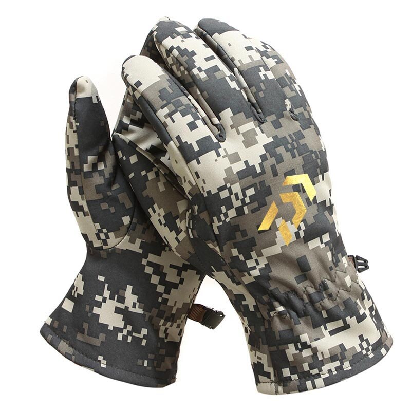 Heren Outdoor Winter Camouflage Ski Vissen Handschoenen Winddicht Volledige Vinger Anti-Slip Klimmen Wandelen Camping Paardrijden Vissen Handschoenen: acujin