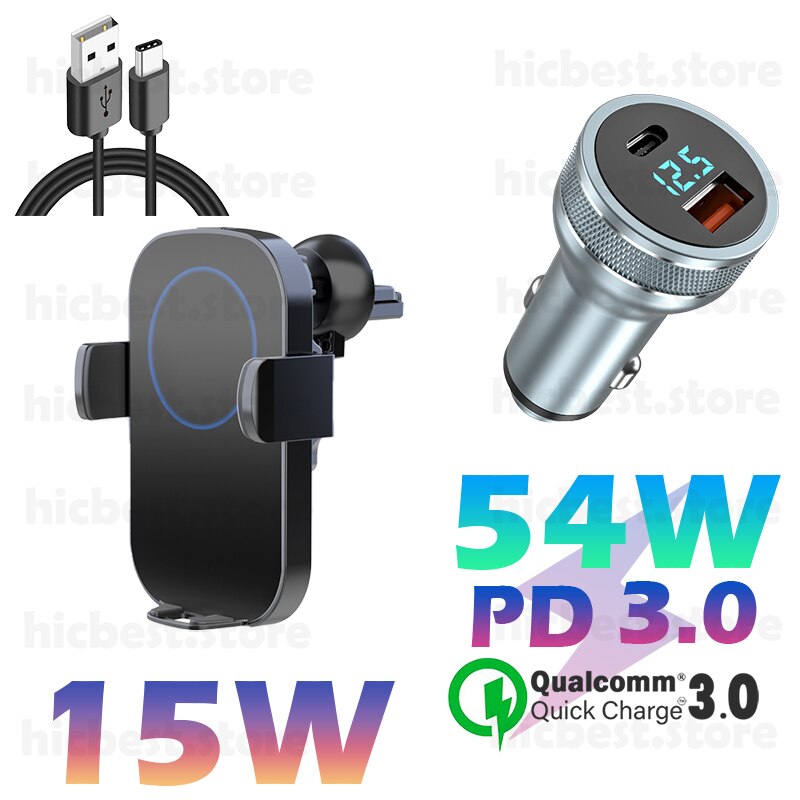 15W Qi Draadloze Oplader Auto Telefoon Houder Voor Samsung S21 S20 Ultra S10 S9 Inductie Oplader Auto Mount Voor iphone 12 11 Pro Max 8: 8