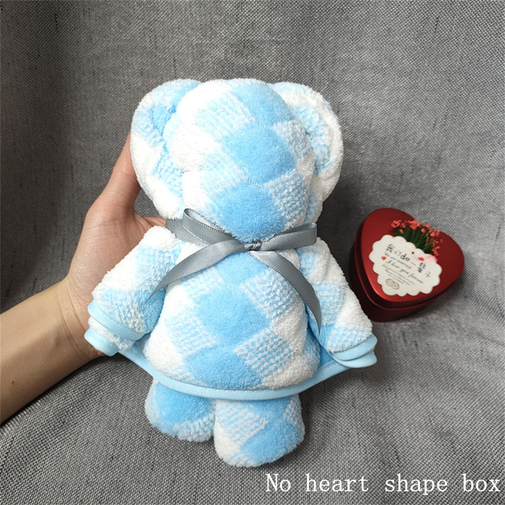 Teddy w kształcie niedźwiedzia ręcznik koralowy aksamitny rombowy ręcznik chłonny twarz ręczniki kąpielowe prezent ślubny prezent urodzinowy 35x75CM ręcznik domowy: Blue / Handbag
