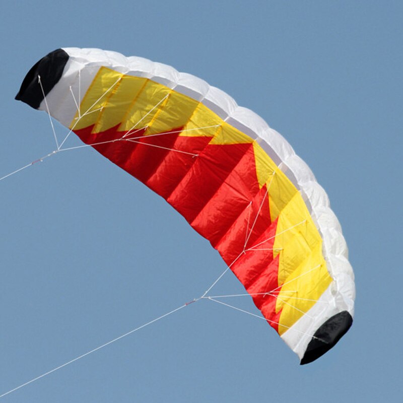 Cometa de Parafoil de doble línea de nailon, , con mango y línea trenzada de potencia, Kitesurf, deportes de playa, arcoíris, 2m
