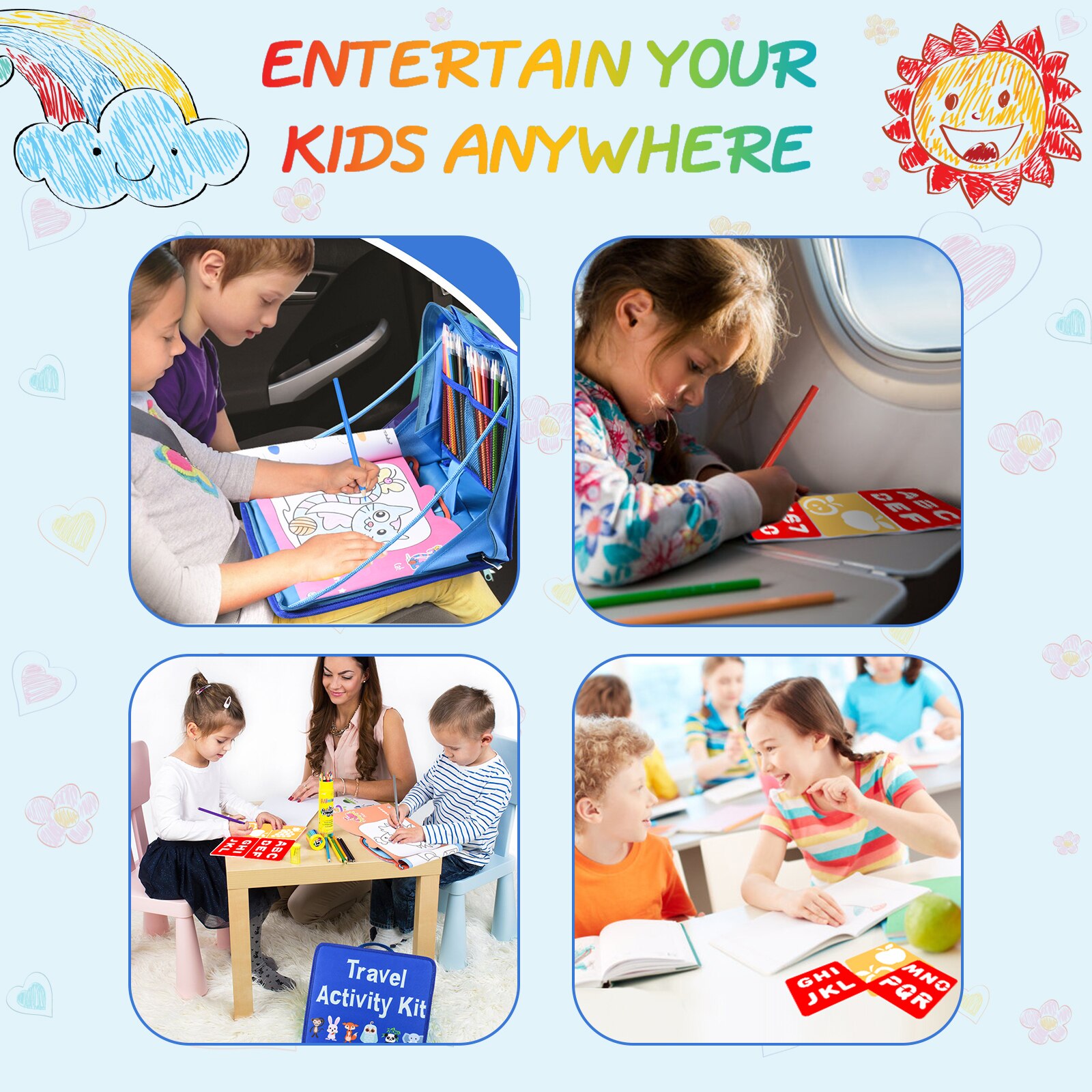 Juego de 92 Uds de dibujos para niños, LÁPICES PARA pintar de colores, juguetes educativos creativos, suministros de arte, DIY, Kit de actividades de viaje