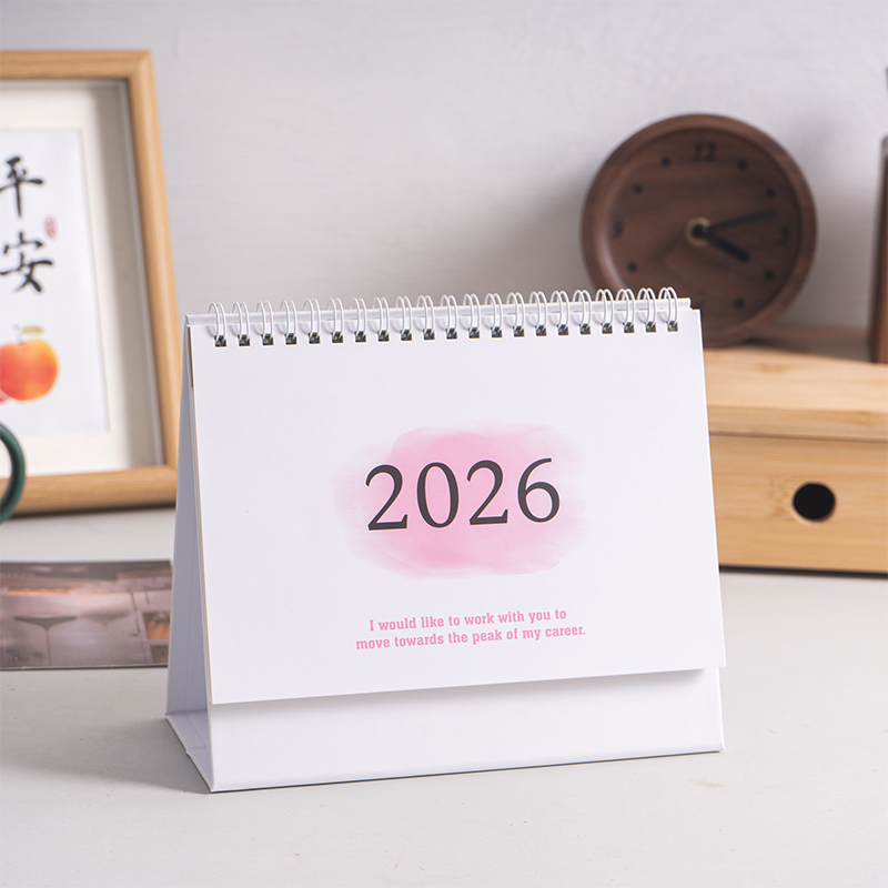 Kalendarz 2026 Prosty Notatnik Planer Miesięczny Dzienny Organizer Zarządzanie Czasem Dekoracja Biurka Domowego Biura Kalendarz Stojący: FIOLETOWY