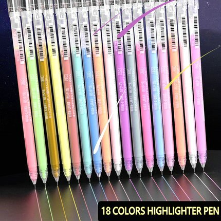 18 kleuren Draw Licht Highlighter Pen watergedragen Pigment Pastel Markeerstift Set