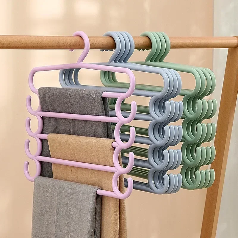 5 Lagen Kleerhangers Broek Broek Broek Hangers Handdoek Sjaals Rekken Kast Opslag Organisatoren Kleding Opslag Organisatie