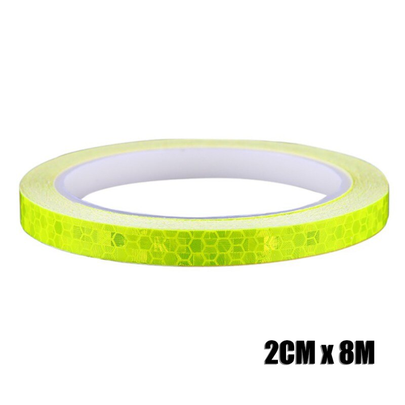 1cmx8m/2cmX8cm Bike Reflective Stickers Cycling Fluorescent Reflective Tape MTB Bicycle Safety Decor Luminous Body Sticker: B2