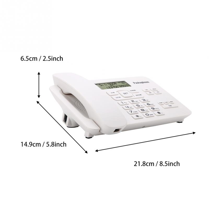 Telephone with Corded Phone with Caller IDFSKDTMF Dual SystemCalendar LCD Display For Home Office White