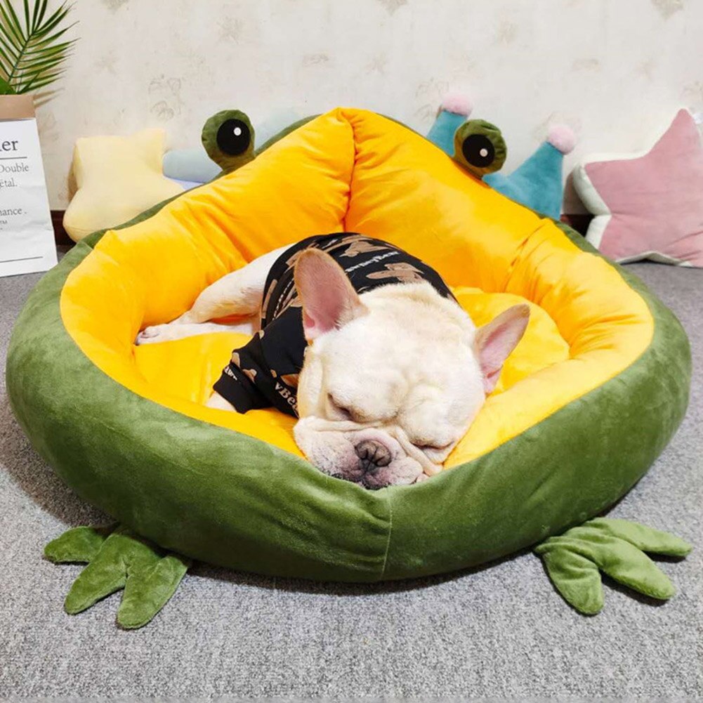 Dog Cat Bed Cute Frog Shaped Pet Supplies Puppy Kitten Cozy Nest Kennel Winter Warm Soft Sleeping Bed Cushion House