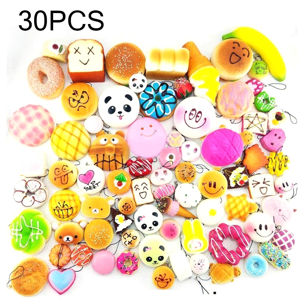 Acquista 10 pezzi casuali Kawaii Mini morbidi cibi squishy ciambella bella  torta pane carino cinturini per telefono fascino bambini