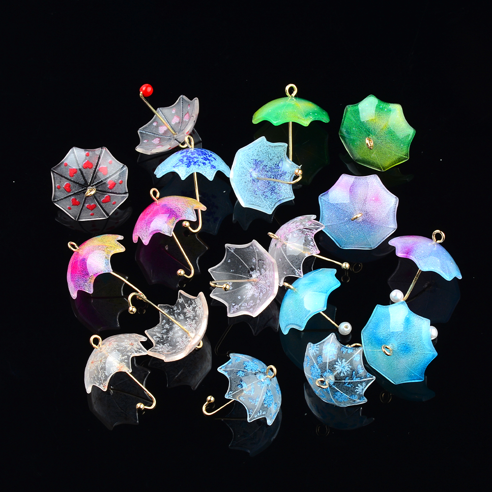 6Pcs Acryl Leuke Kleurrijke Kleine Paraplu Hanger Sieraden Accessoires Handmades Connector Diy Oorbellen Component