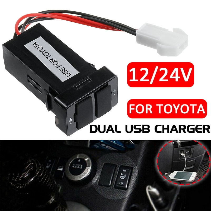 12V 24V Dual Usb Car Charger 2.1A 2 Poort Interface Auto Power Adapter Dashboard Socket Auto Modificatie Accessries voor Toyota