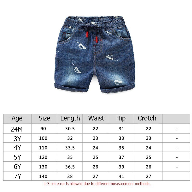 Børn cowboy shorts børn dreng afslappet denim stil tegneserie lomme sommer korte strandbukser småbørn drenge skoletøj 2-7y
