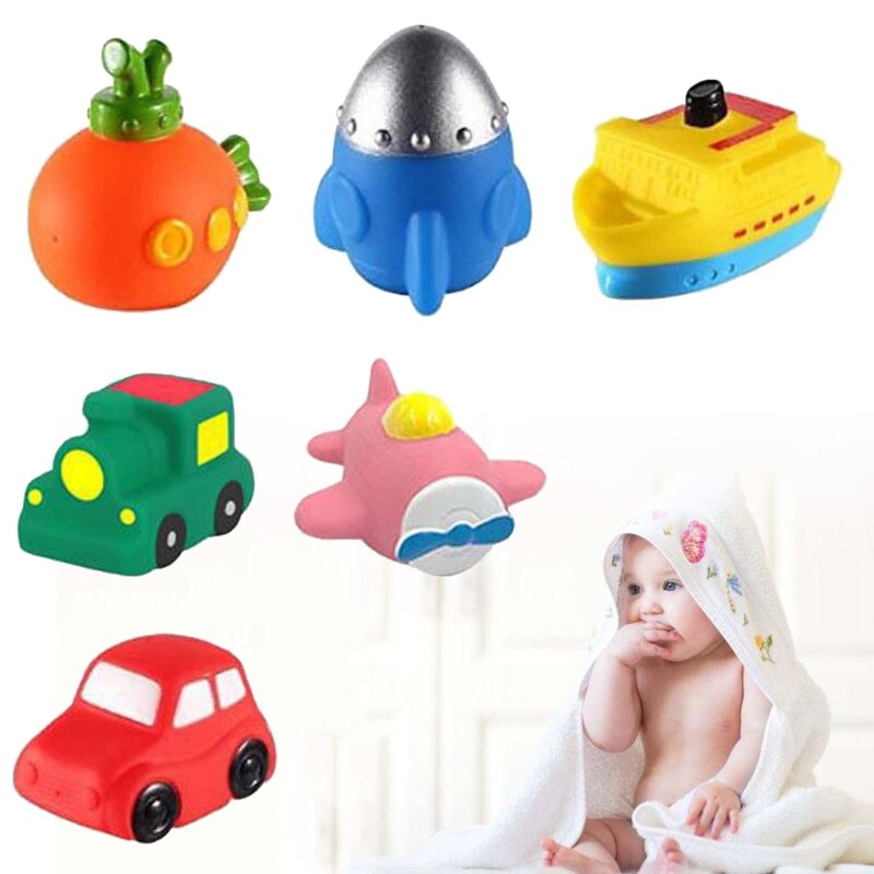 6 teile/satz Simulation Mini Auto Boot Flugzeug Baby Bad Touch-empfindliche LED Licht-up Spielzeug Kinder Schwimmen Dusche licht-emittierende Bathro