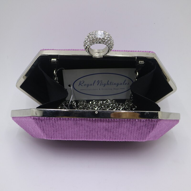 Royal Nightingales Mini Ring Clutch Portemonnees Fluwelen Paars Clutch Tassen En Handtassen Voor Vrouwen Party Prom