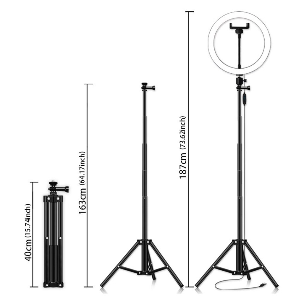 10 "portato Selfie Anello di Luce Dimmerabile Telefono video Fotografia di Illuminazione Treppiedi Del Supporto Del Basamento Bluetooth a distanza controllo per il video