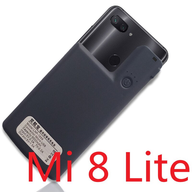 Funda de cargador de batería externa para Xiaomi Mi 8 8 SE, carcasa portátil, powerbank Capa: Mi 8Lite-Black
