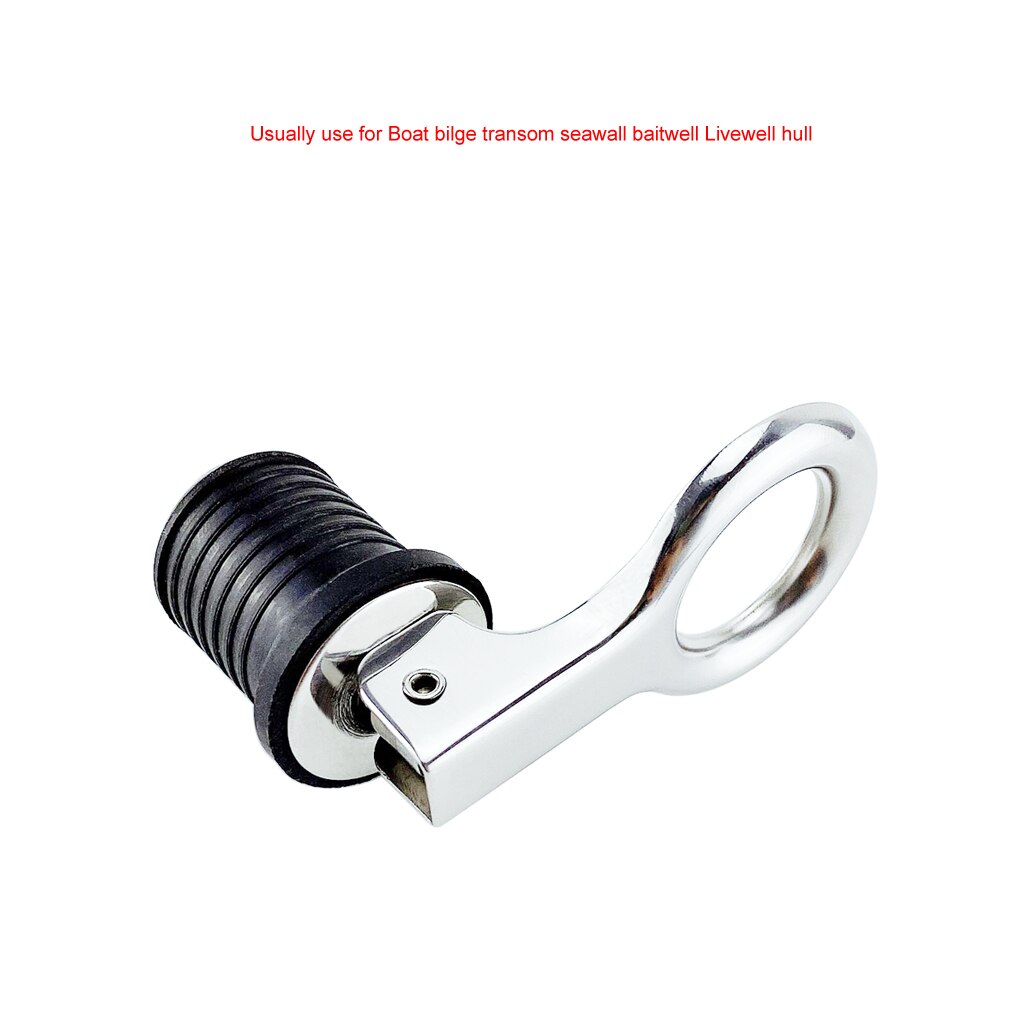 Stainless steel 304 Handle Rubber Drain Plug Snap Tight Flip Style Hull Livewell bilge transom seawall marine boat accessories