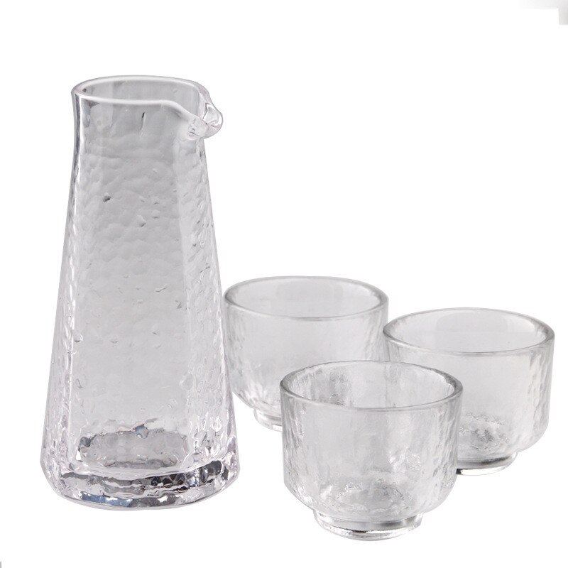 Japanese Glass Sake Set One Jug Four Glasses Crystal Spirits Cups Sake Jug White Wine Glass Wine Set Yellow Wine Glass