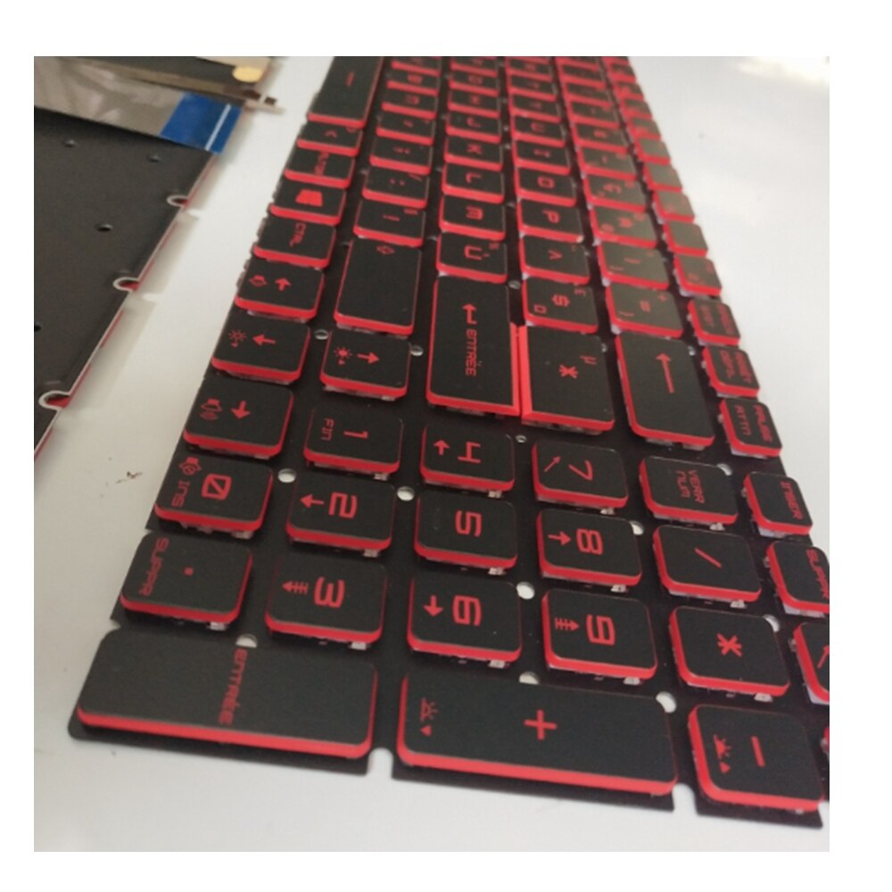 Engelsk krystal rgb baggrundsbelyst farverigt tastatur til msi  gt62 gt72 ge62 ge72 gs60 gs70 gl62 gl72 gp62 gt72s gp72 gl63 gl73 us: Rød baggrundsbelysning