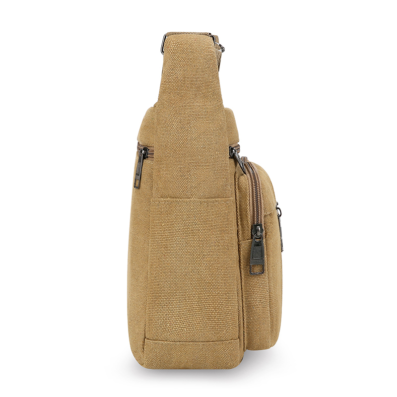 Canvas Schoudertas Fles Mannen Vrouwen Casual Eenvoudige Mode Retro Crossbody Cross Vierkant Gelaagd