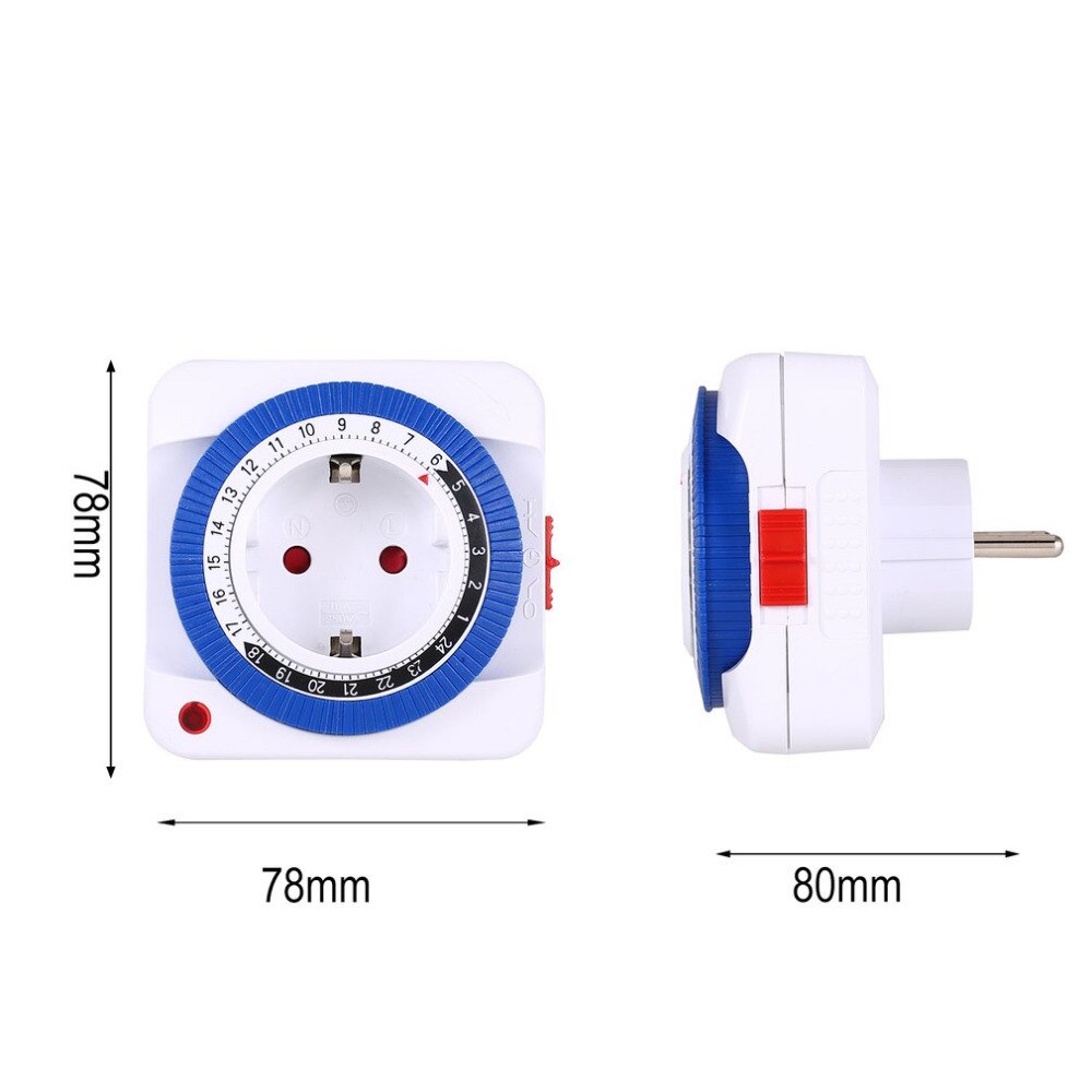 Timer Switch 24 Hours Plug in Mechanical Grounded Programmable Smart Countdown Socket Indoor Auto Power off 230V