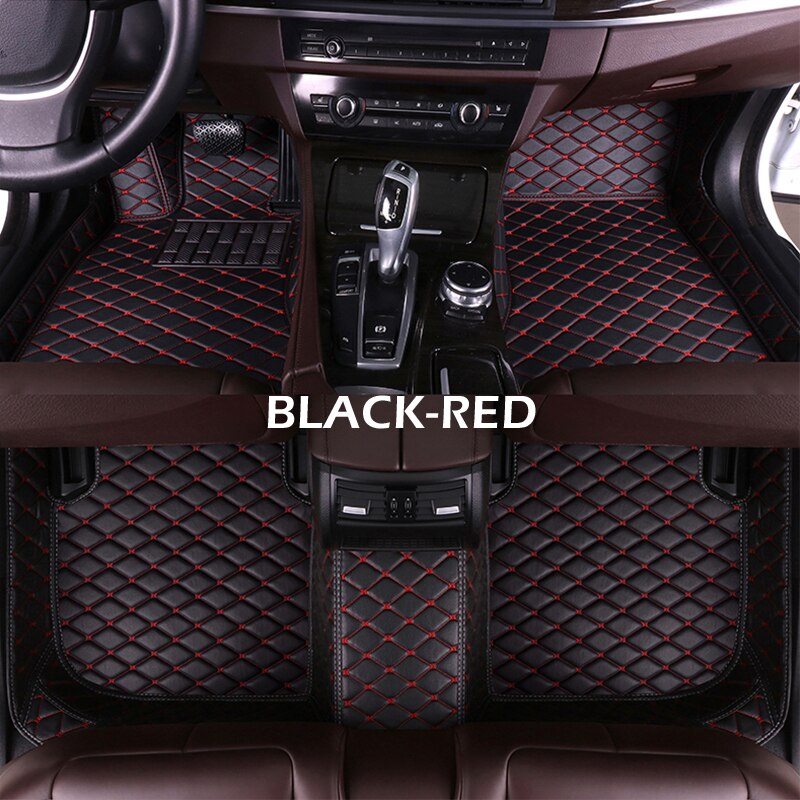 Alfombrillas de cuero para coche Infiniti QX60, , , , , , almohadillas personalizadas para pies, alfombra para automóvil: Black-Red