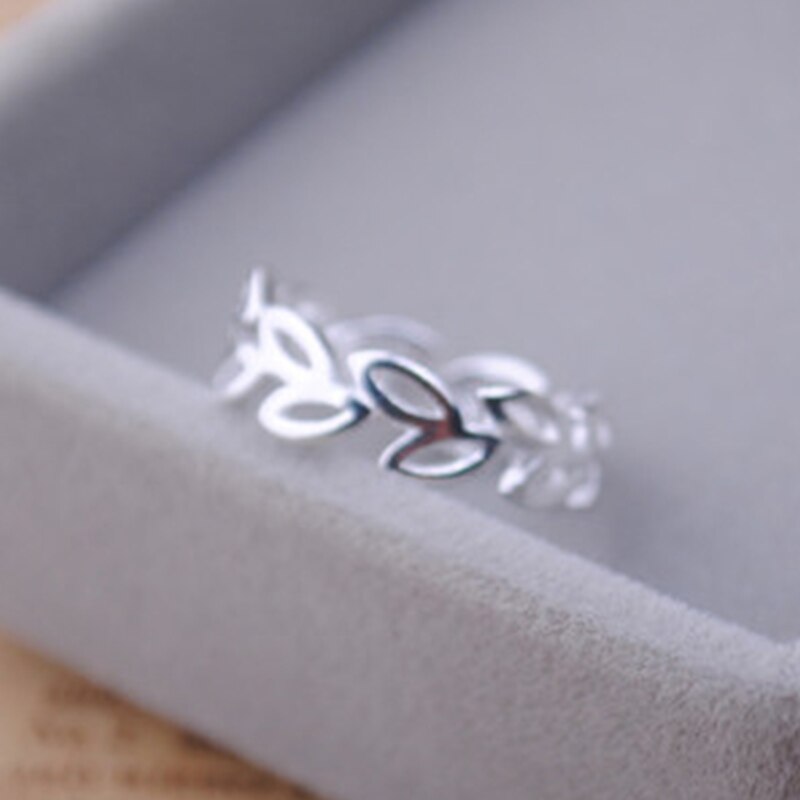 Persönlichkeit retro Silber Überzogene Blatt Liebe Umarmung Ringe Für Frauen Schmuck Neue Kreative Offenen Ring Anillos Einstellbar: hohl Blatt
