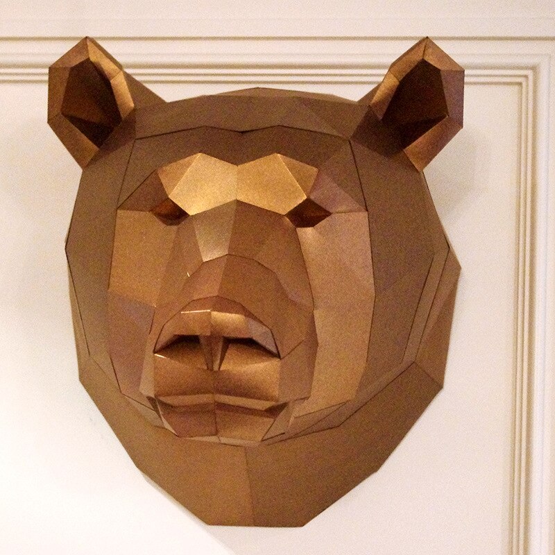 Tête de gorille King Kong en papier 3D, Papercraft, décoration murale, puzzle, bricolage éducatifs, pour enfants: bear