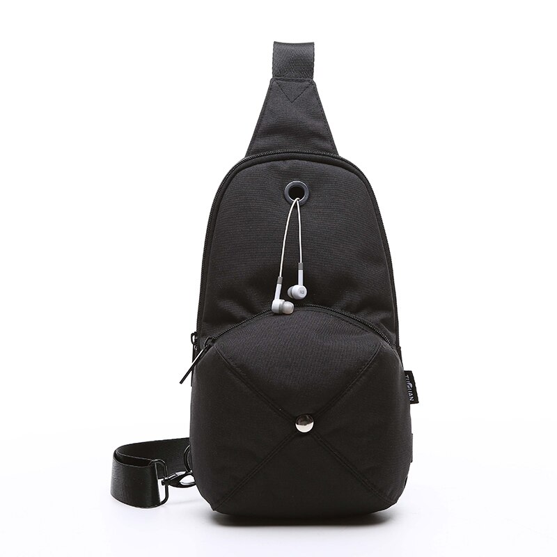 Manliga bröstväskor stöldskydd rese-crossbody-väskor för män messenger axelväska kausal vattentät oxford: Svart