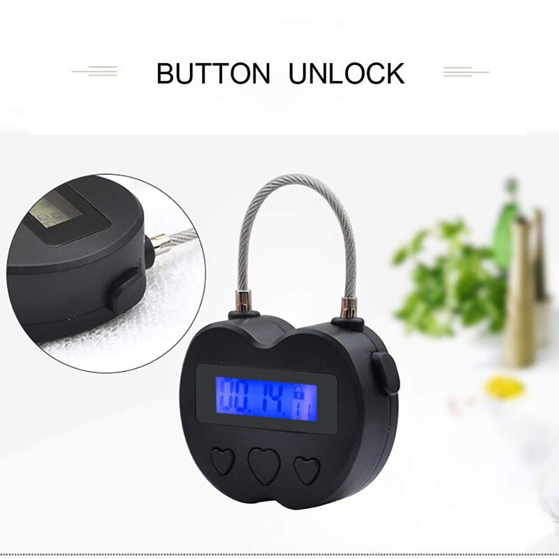 Smart tidslås lcd-display tidslås multifunktions rejse elektronisk timer, vandtæt usb genopladelig midlertidig timer hængelås