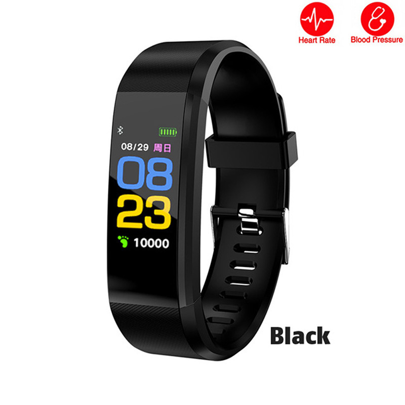 Color Screen smart Bluetooth fitness pedometer step counter wrist sleep heart rate monitoring watch with calorie running tracker
