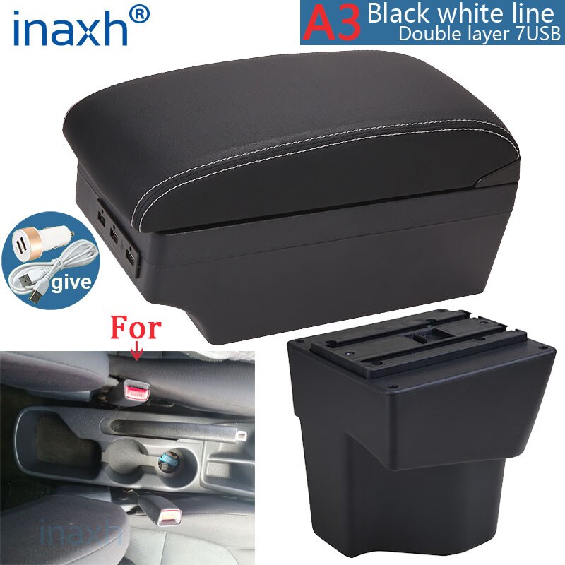 per bracciolo KIA Rio 5 Rio 2014 2013 2012 2015 2016 2017 2018 2019 parti scatola bracciolo auto scatola portaoggetti accessori auto interni: A3 nero bianca 7USB