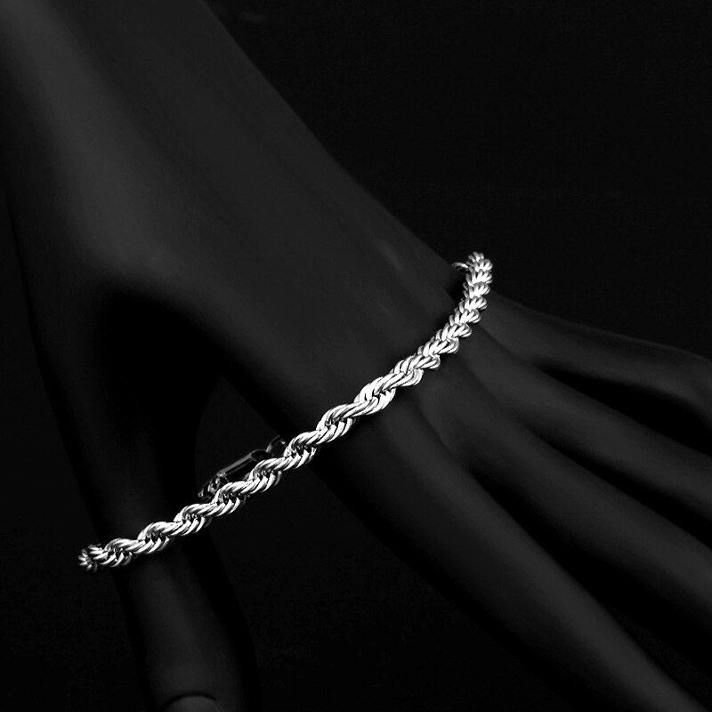 925 Silver 3MM 4MM Twisted Rope Bracelets For Women Link Chain Bracelet Silver Jewelry