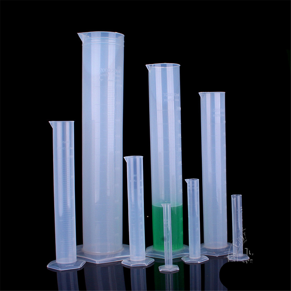 Herramienta de frasco de tubo de ensayo líquido graduado de laboratorio de cilindro de medición de plástico de 500ml