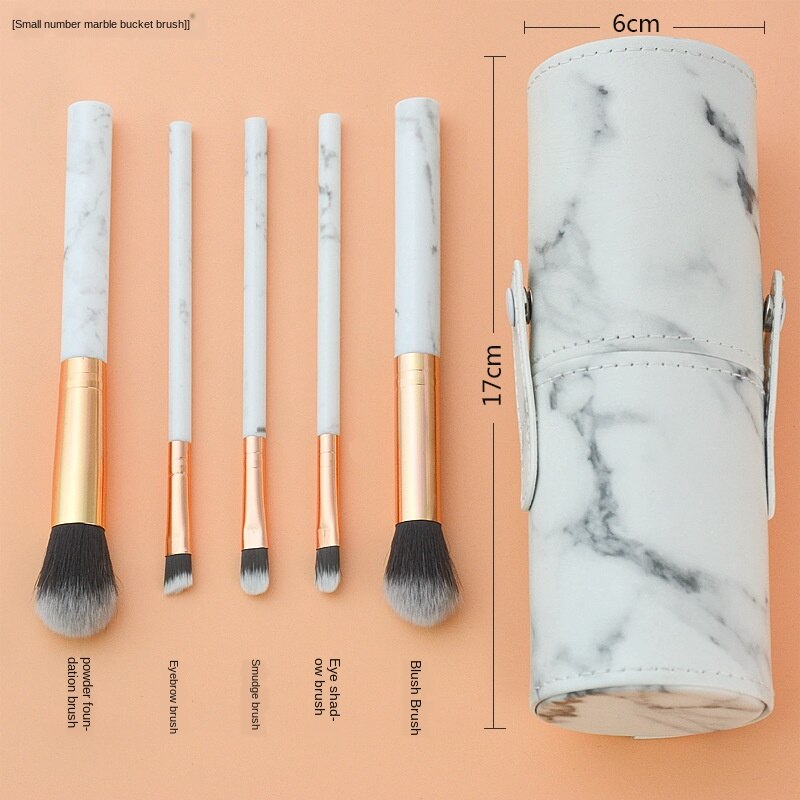 10 stk marmorering makeup børster værktøjssæt kosmetisk pudder øjenskygge foundation blush blending skønhed make up børste: 5 stk plus s ærme