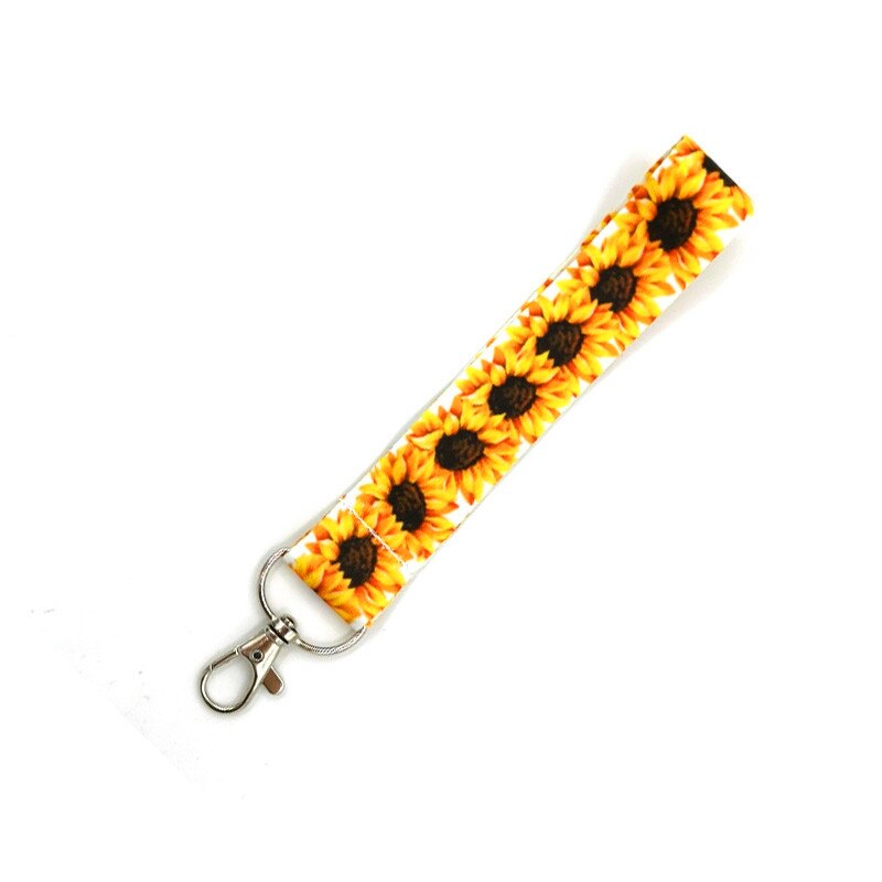 Zonnebloemen Neck Strap Lanyard Voor Sleutels Tags Id Werk Verpleegkundige Kaart Badge Houder Mobiele Bandjes Telefoon Touw Sleutelhanger Keycord Lint: short
