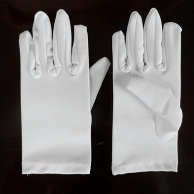 SALES Kid Gloves White Short Satin Feel Boy Hold Flower Girl Performance Dance Elastic Gloves