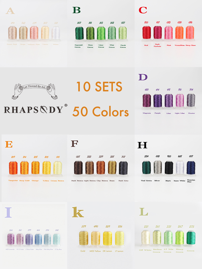 Rhapsodie 40WT Polyester-Stickmaschinengarn 550 Jahre 60 Farben Bruder Babylock Janome Sänger Pfaff Husqvarna Bernina NäHenne: KIRSCHE LILA