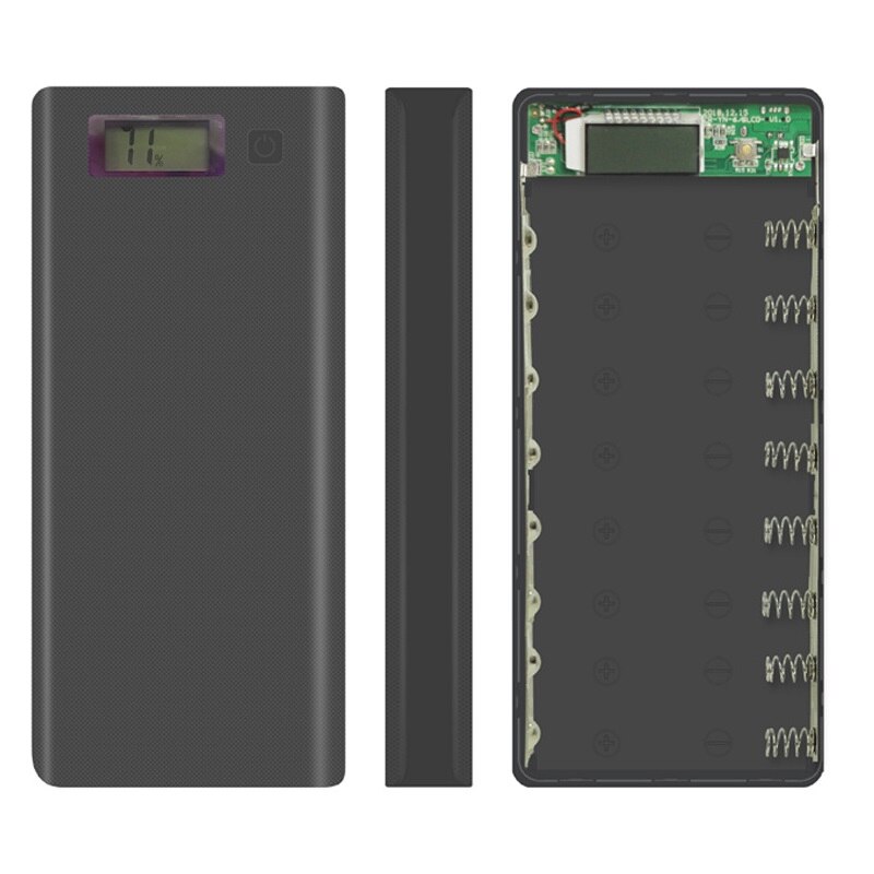 8X18650 Diy Draagbare Batterij Power Bank Shell Case Box Lcd-scherm Powerbank Doos Voor Diy Kit Powerbank: Black